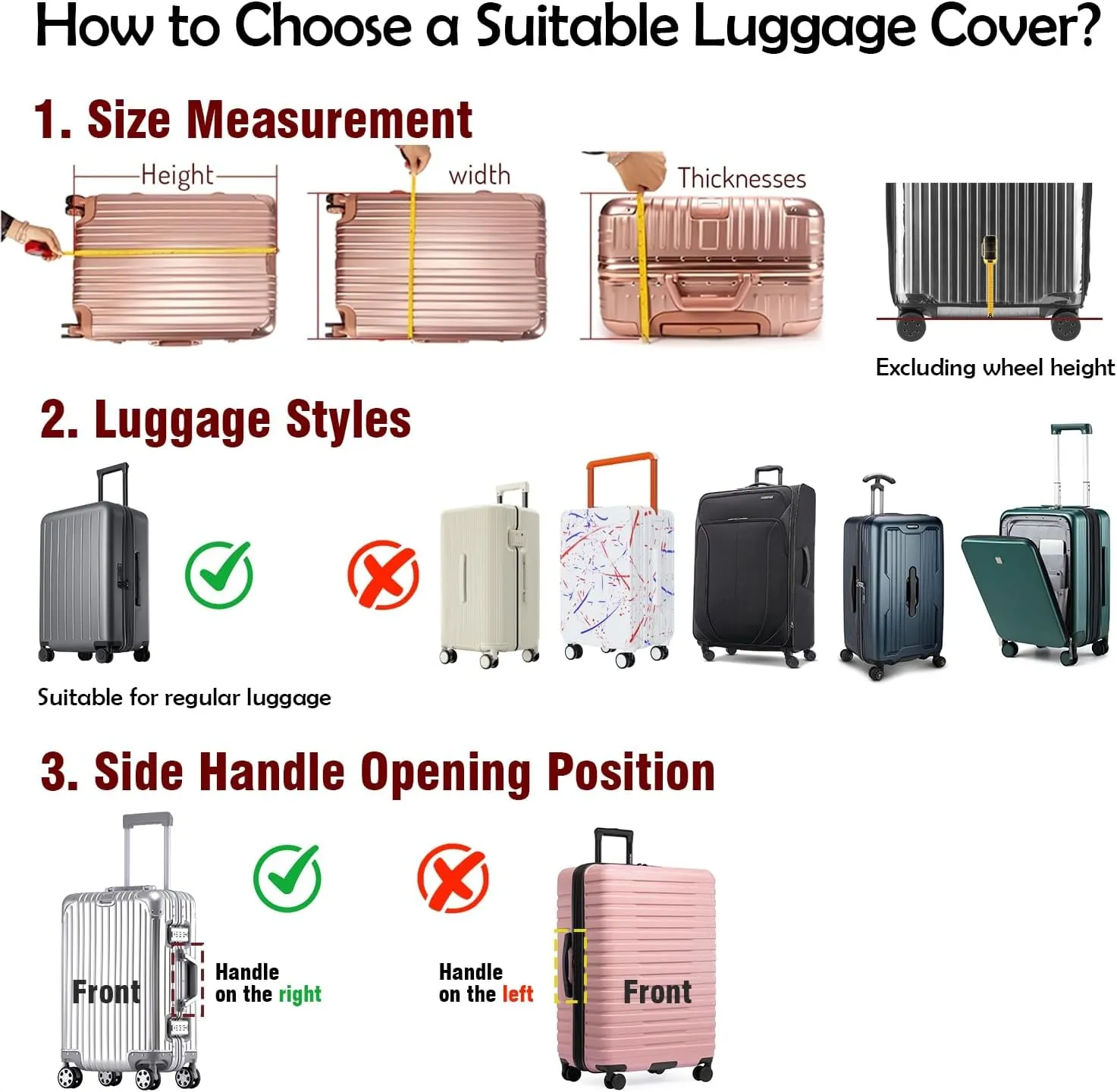 No Disassembly Suitcase Covers for Luggage - Clear Luggage Cover Protector, Black PVC Luggage Protector Suitcase Cover (Clear and Black, 26)