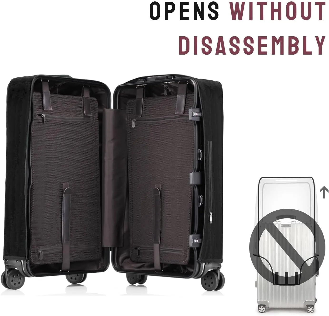 No Disassembly Suitcase Covers for Luggage - Clear Luggage Cover Protector, Black PVC Luggage Protector Suitcase Cover (Clear and Black, 26)