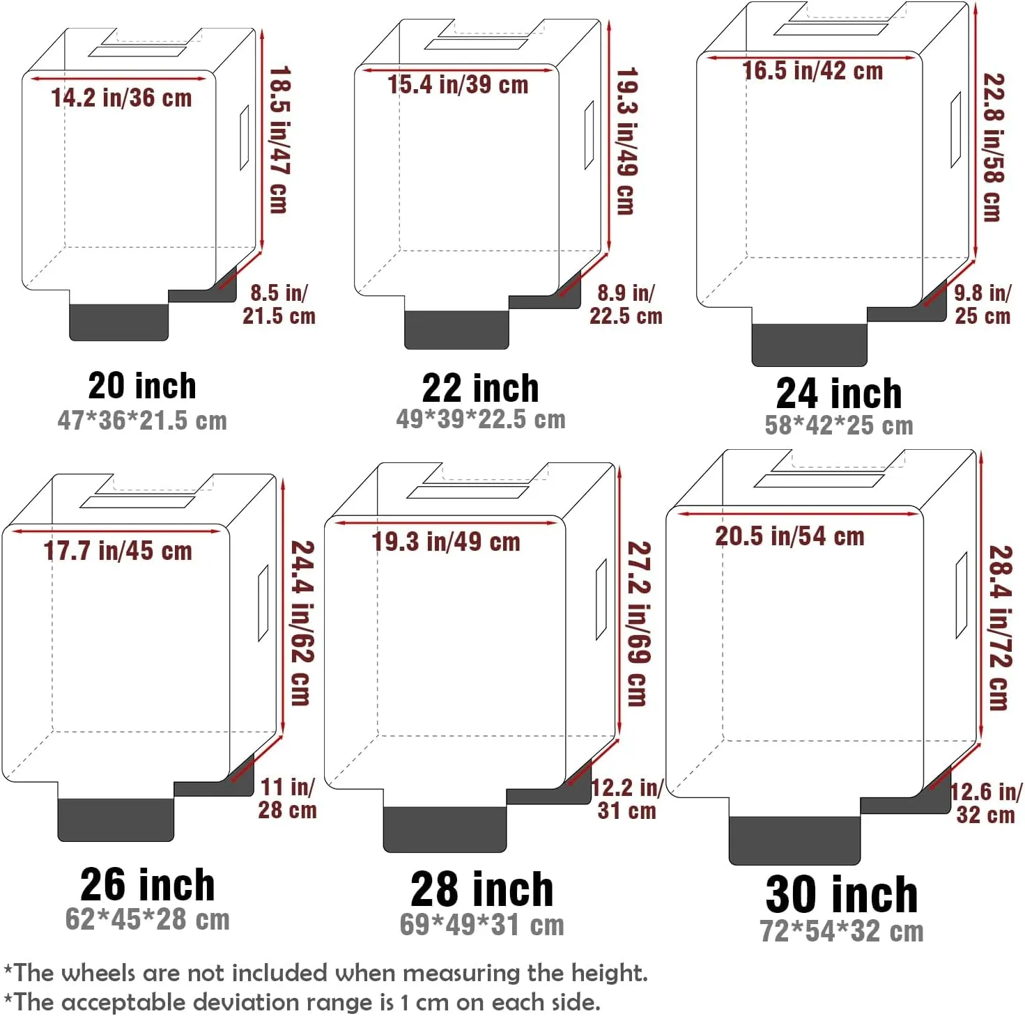 No Disassembly Suitcase Covers for Luggage - Clear Luggage Cover Protector, Black PVC Luggage Protector Suitcase Cover (Clear and Black, 26)