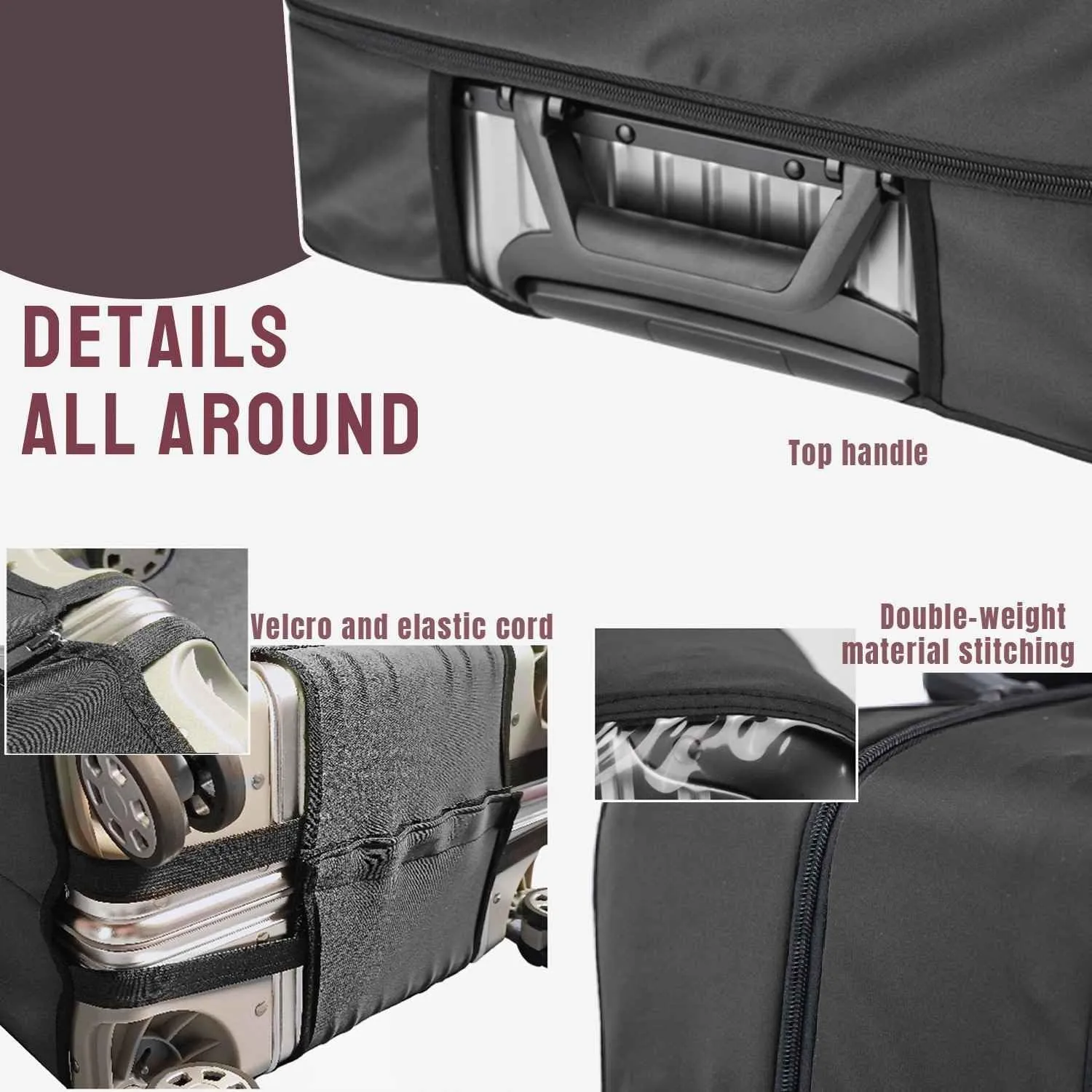 No Disassembly Suitcase Covers for Luggage - Clear Luggage Cover Protector, Black PVC Luggage Protector Suitcase Cover (Clear and Black, 26)