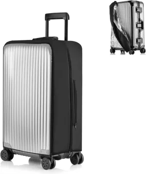 No Disassembly Suitcase Covers for Luggage - Clear Luggage Cover Protector, Black PVC Luggage Protector Suitcase Cover (Clear and Black, 26)