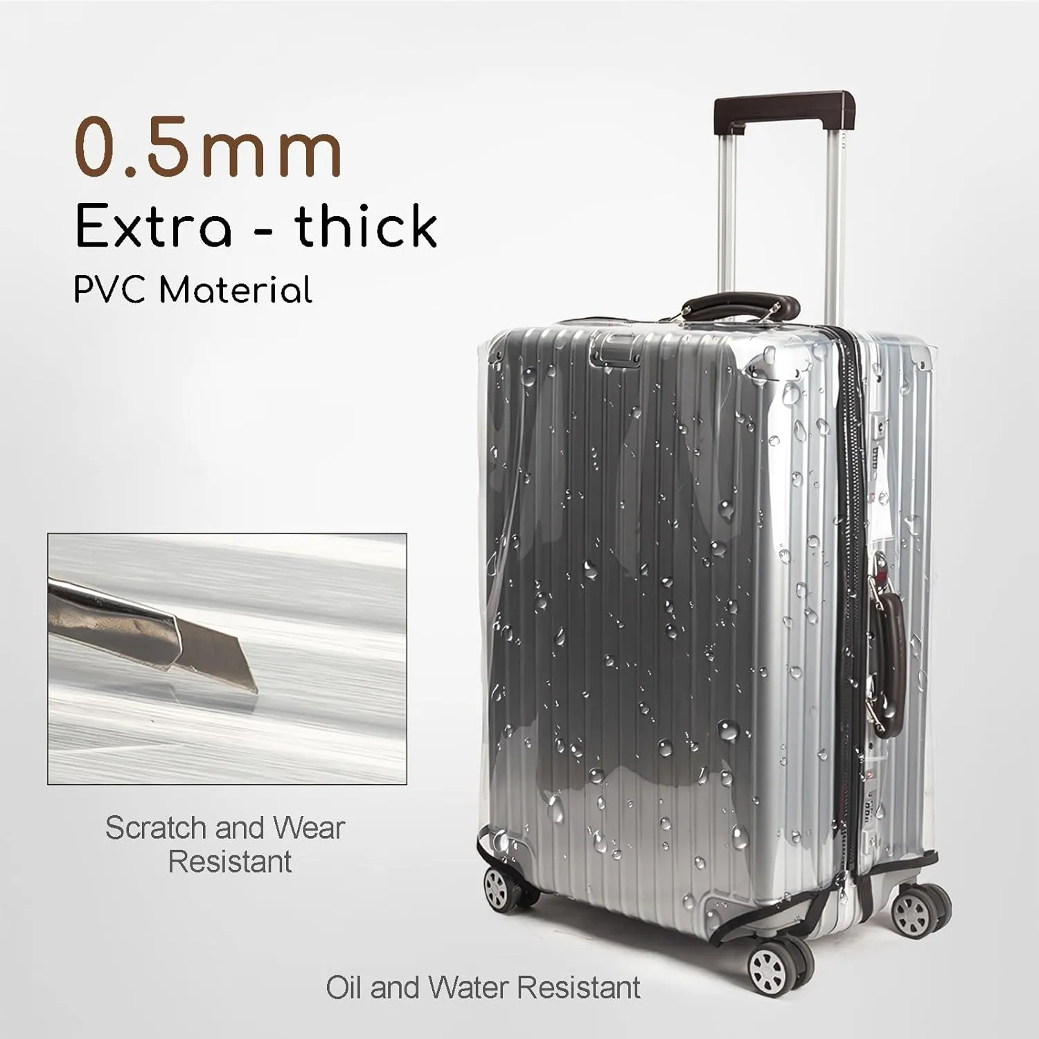 No Disassembly Suitcase Covers for Luggage - Clear Luggage Cover Protector, Black PVC Luggage Protector Suitcase Cover (Transparent - 0.5mm, 30)