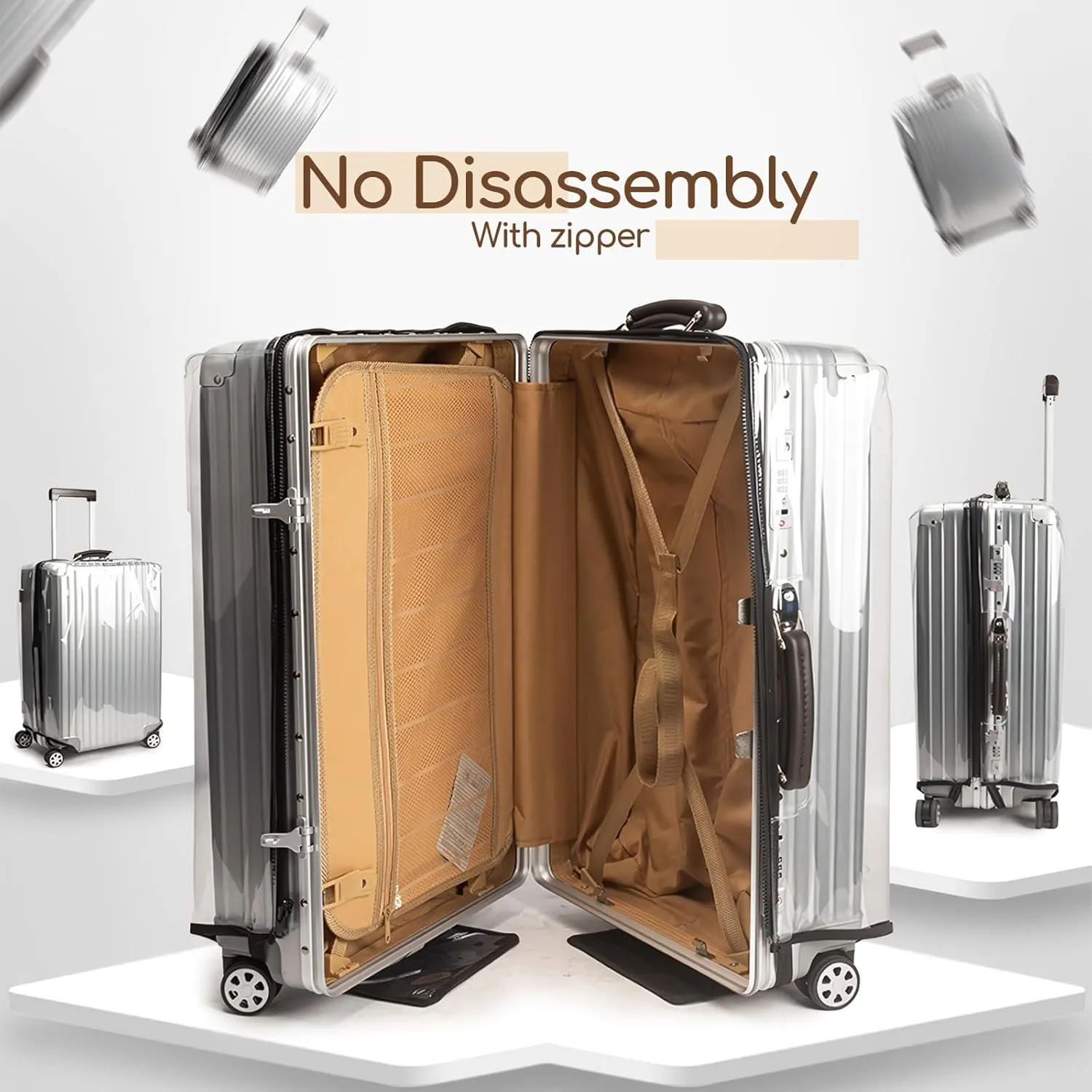 No Disassembly Suitcase Covers for Luggage - Clear Luggage Cover Protector, Black PVC Luggage Protector Suitcase Cover (Transparent - 0.5mm, 30)