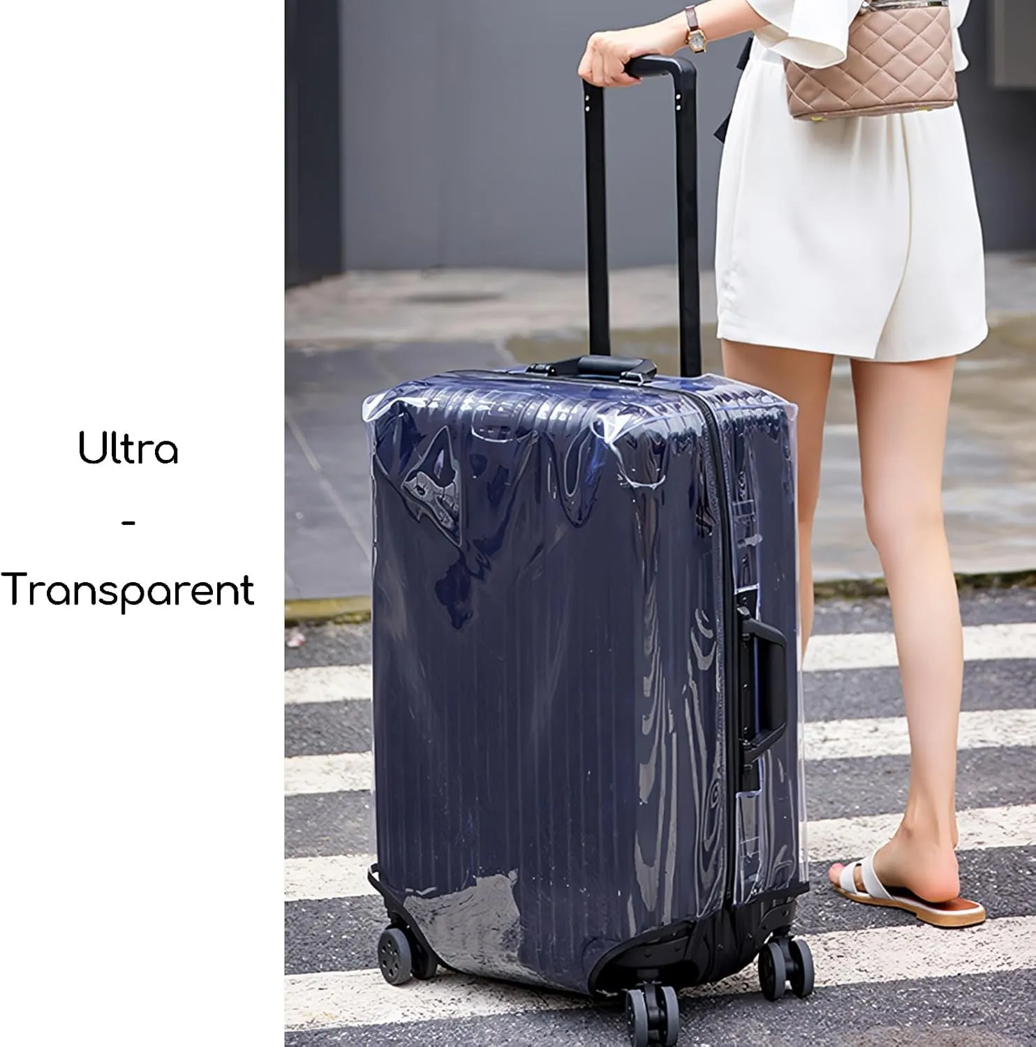 No Disassembly Suitcase Covers for Luggage - Clear Luggage Cover Protector, Black PVC Luggage Protector Suitcase Cover (Transparent - 0.5mm, 30)