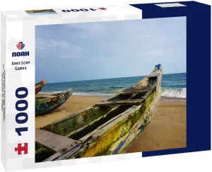 Noah Jigsaw Puzzle Colored Fishing Boats on The Sand at The Beach of Lome in Togo 1000 Pieces
