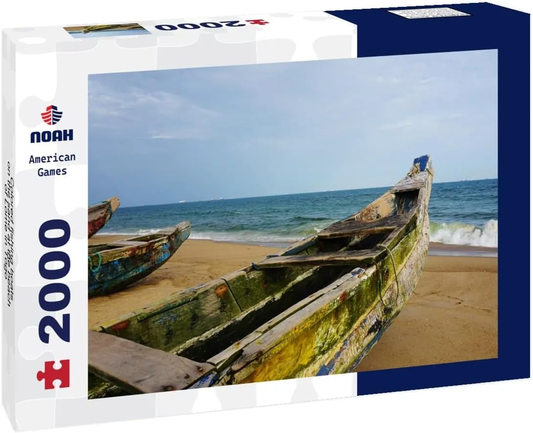 Noah Jigsaw Puzzle Colored Fishing Boats on The Sand at The Beach of Lome in Togo 2000 Pieces