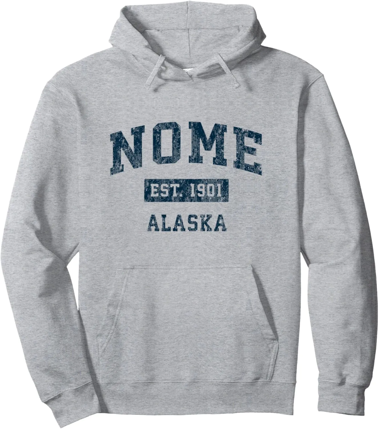 Nome Alaska AK Vintage Sports Design Navy Print Pullover Hoodie