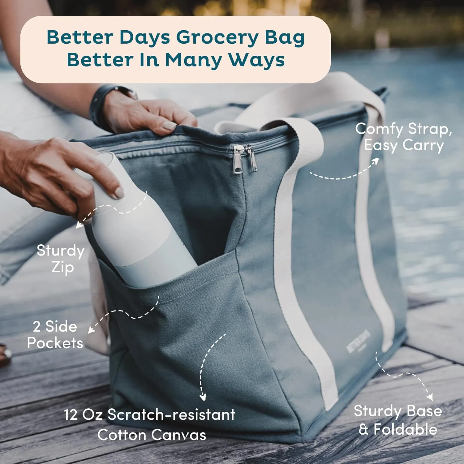 Nook Theory Reusable Insulated Grocery Bag - Leak Proof, X Large Insulated Cooler Bag - Insulated Shopping Bags for Groceries - Travel Cooler Bag for Frozen and Hot Food with Zippered Top (Full Sage)