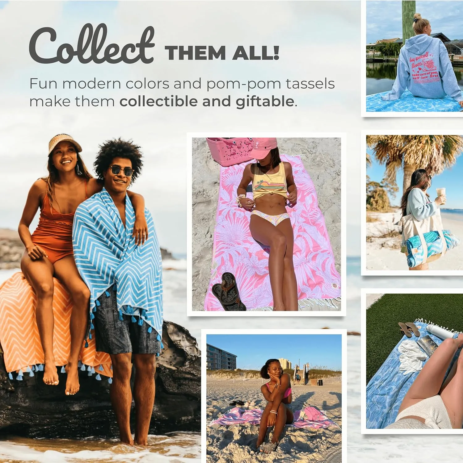 Nova Blue Hibiscus Turkish Beach Towel (35 X 67) - Oversize Sandproof, 100% Turkish Cotton, Quick Drying With Unique Designs