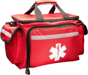 NOVAMEDIC Professional Red Empty Trauma First Aid Medical Bag, 15"x10"x9", Multi Compartment First Responder Carrier for EMT, Paramedics, Emergency and Medical Supplies Kit