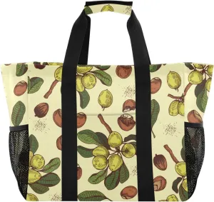 Nuts Leaves and Shea Butter Beach Tote Pool Bags for Women Ladies Large Waterproof Gym Tote Carry On Bag for Weekender Swim Gym Shopping Travel Daily Bag