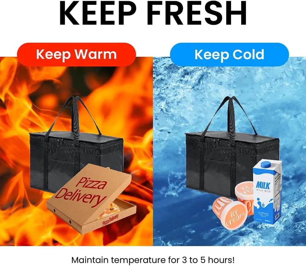 NZ home Durable XXL PRO Insulated Cooler Bag and Food Warmer for Delivery & Grocery Shopping with Zippered Top, Green Commercial Grade (1 Pack)