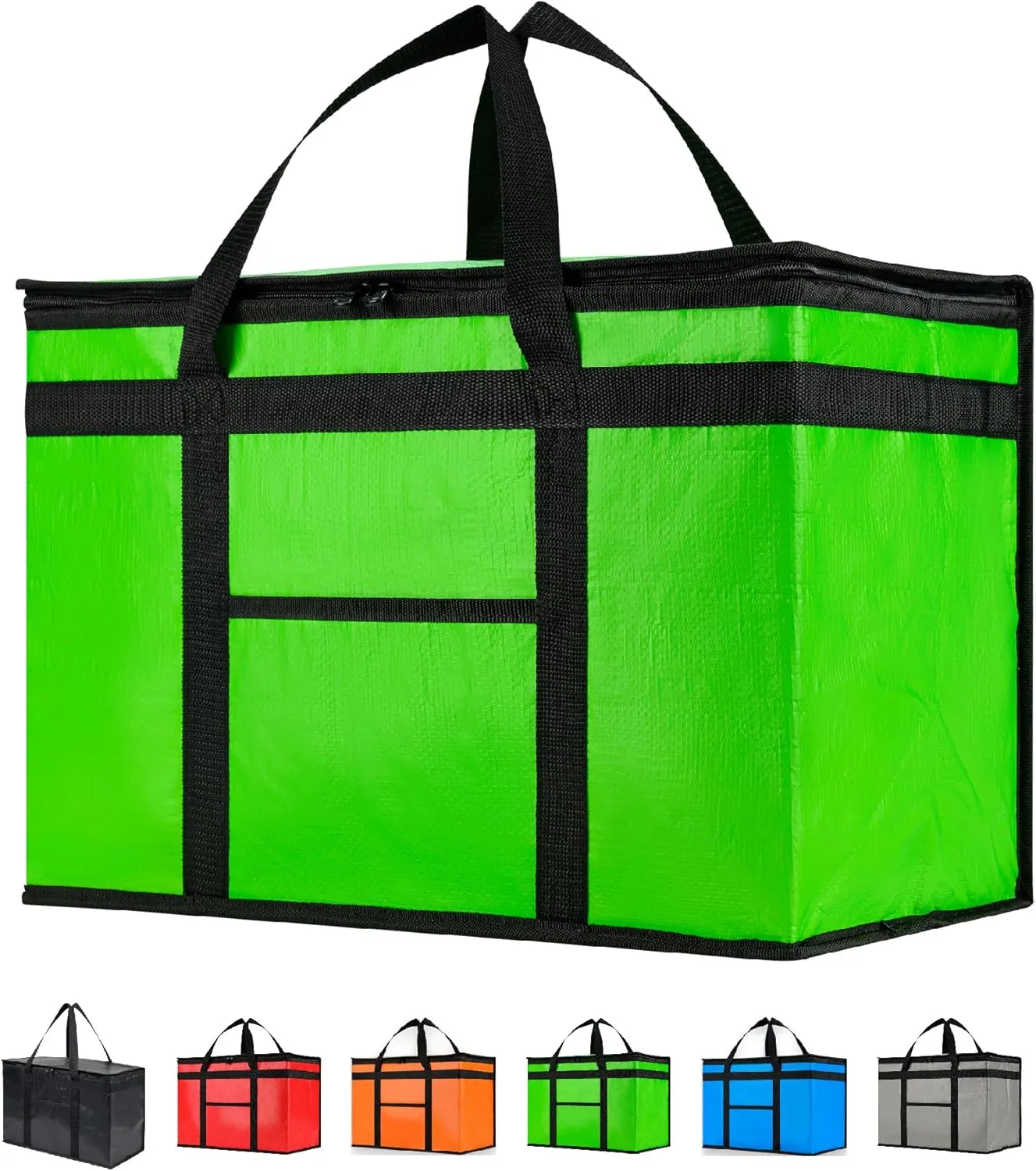 NZ home Durable XXL PRO Insulated Cooler Bag and Food Warmer for Delivery & Grocery Shopping with Zippered Top, Green Commercial Grade (1 Pack)