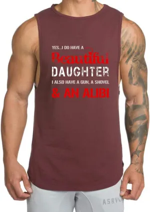 O2TEE Yes I Do Have A Beautiful Daughter Men's Funny Saying Workout Dry Fit Tank Tops
