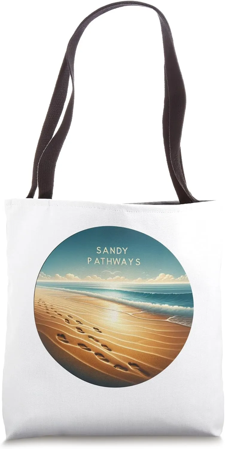 Ocean Shoreline Footprints Along the Sand Beach Walk Tote Bag