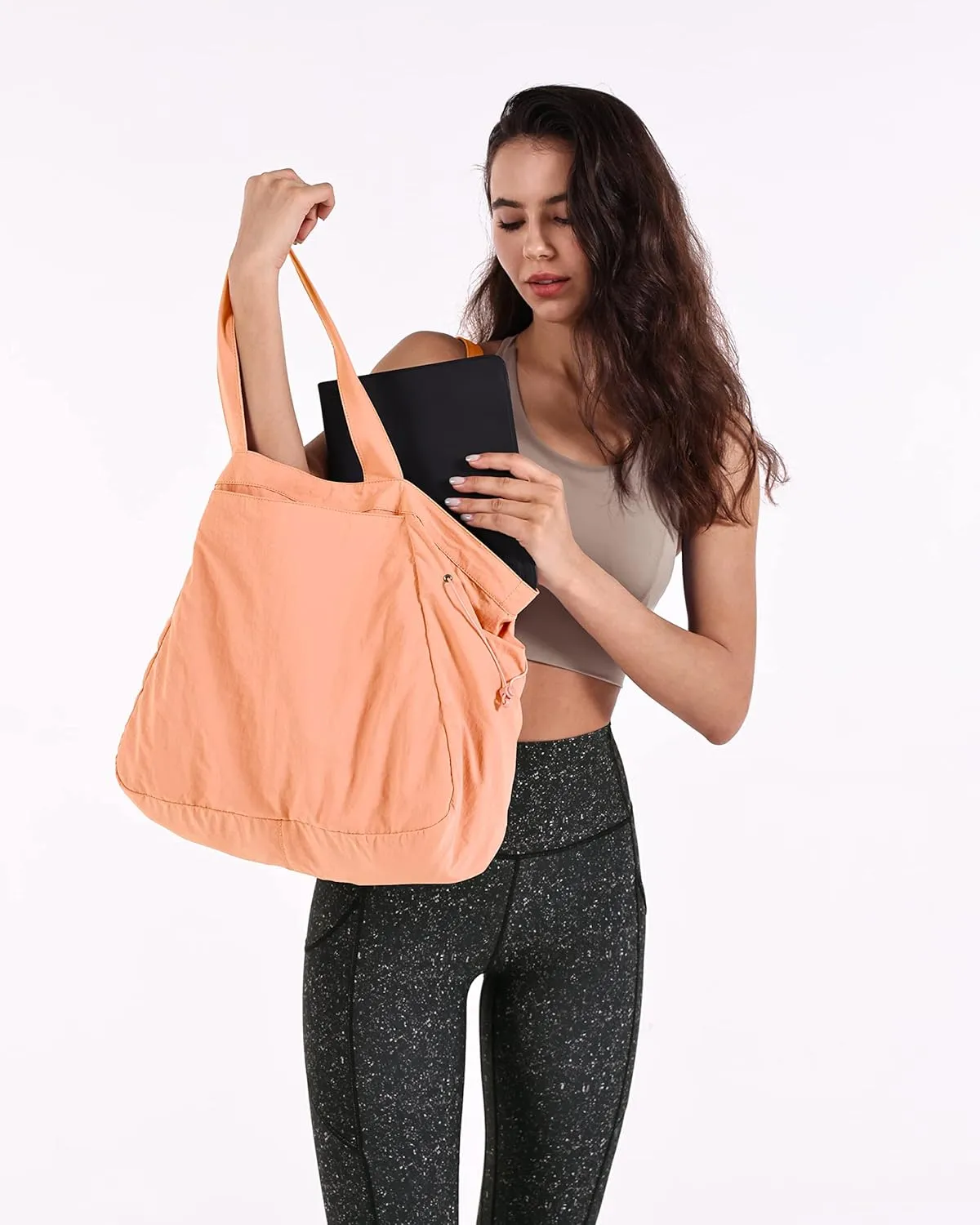 ODODOS 18L Side-Cinch Shopper Bags Lightweight Shoulder Bag Tote Handbag for Shopping Workout Beach Travel