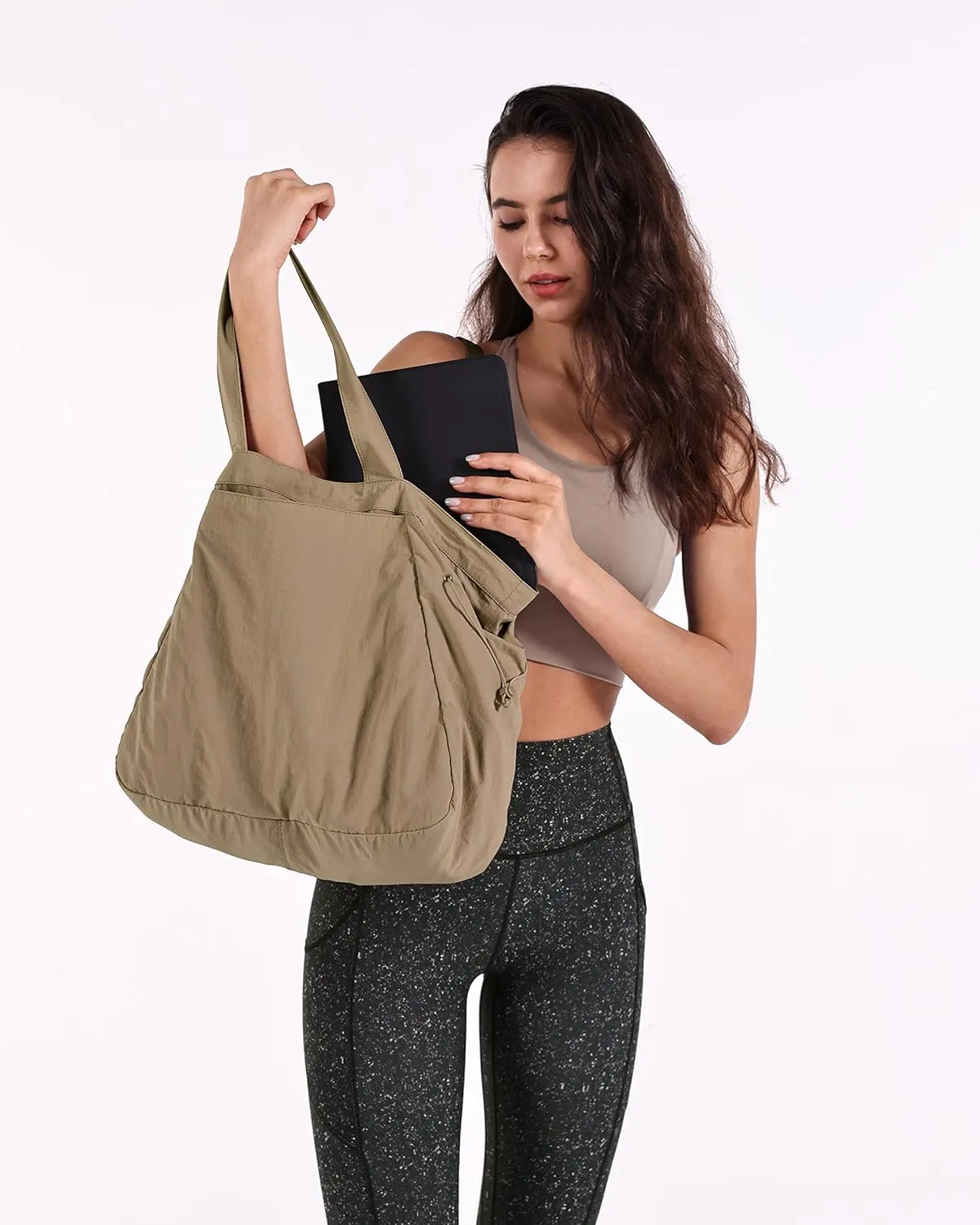 ODODOS 18L Side-Cinch Shopper Bags Lightweight Shoulder Bag Tote Handbag for Shopping Workout Beach Travel