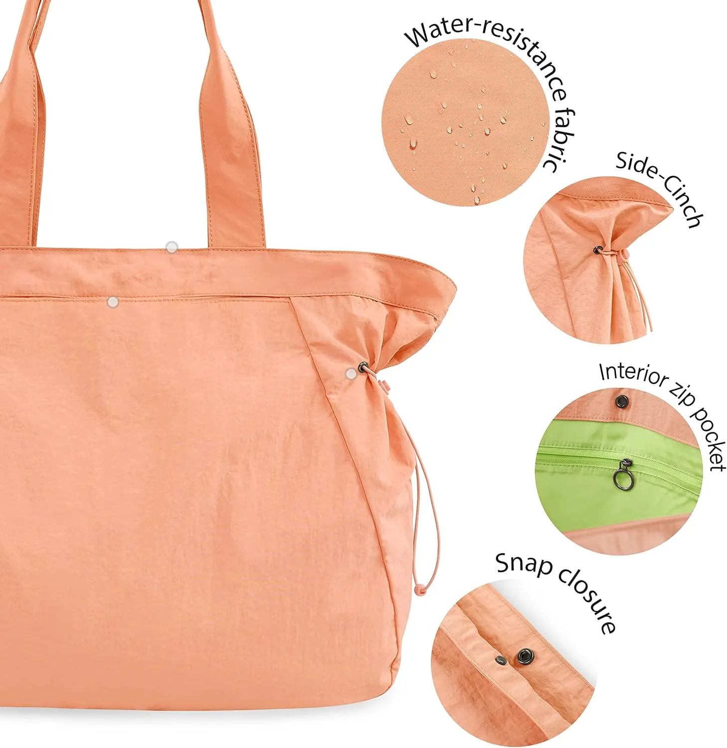 ODODOS 18L Side-Cinch Shopper Bags Lightweight Shoulder Bag Tote Handbag for Shopping Workout Beach Travel