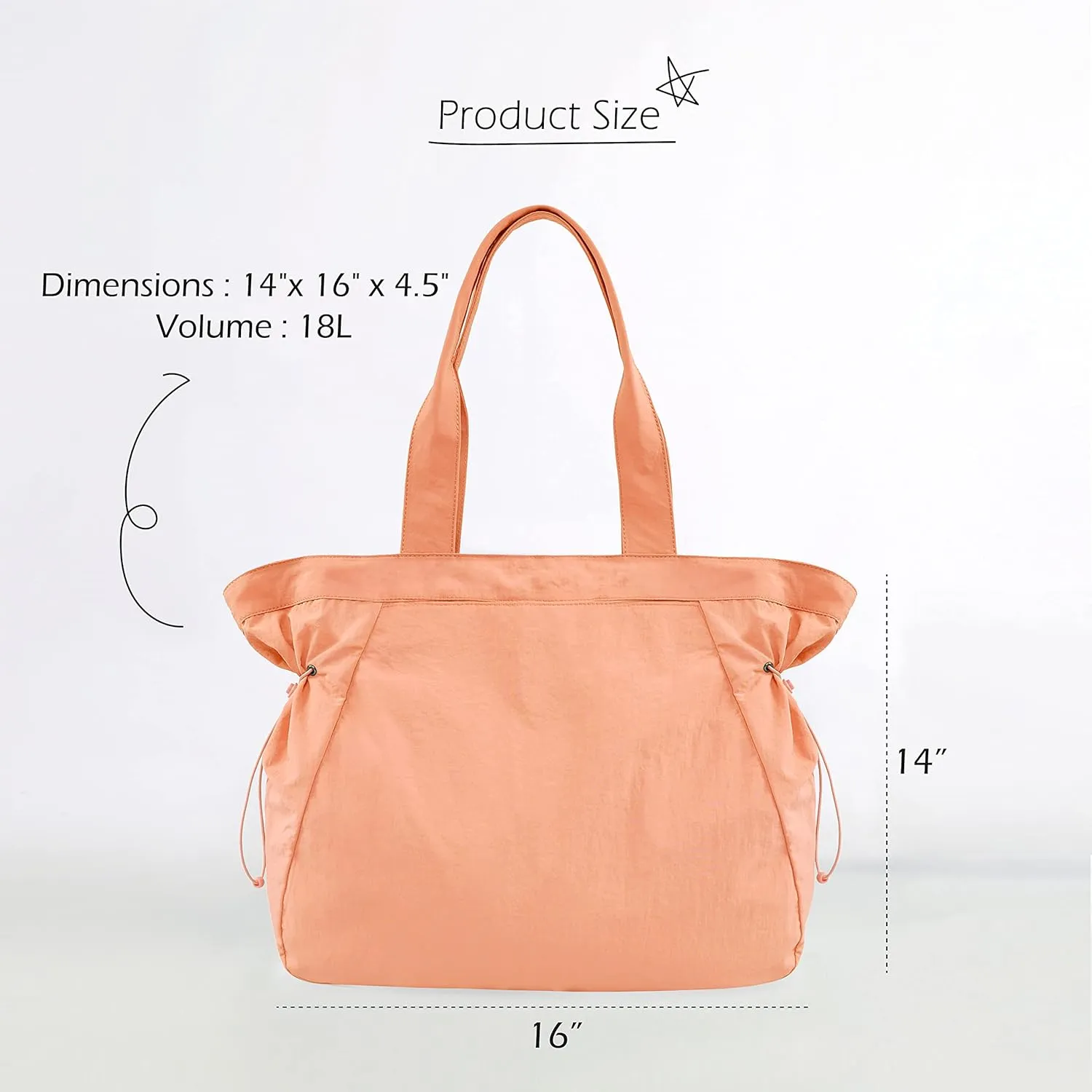 ODODOS 18L Side-Cinch Shopper Bags Lightweight Shoulder Bag Tote Handbag for Shopping Workout Beach Travel