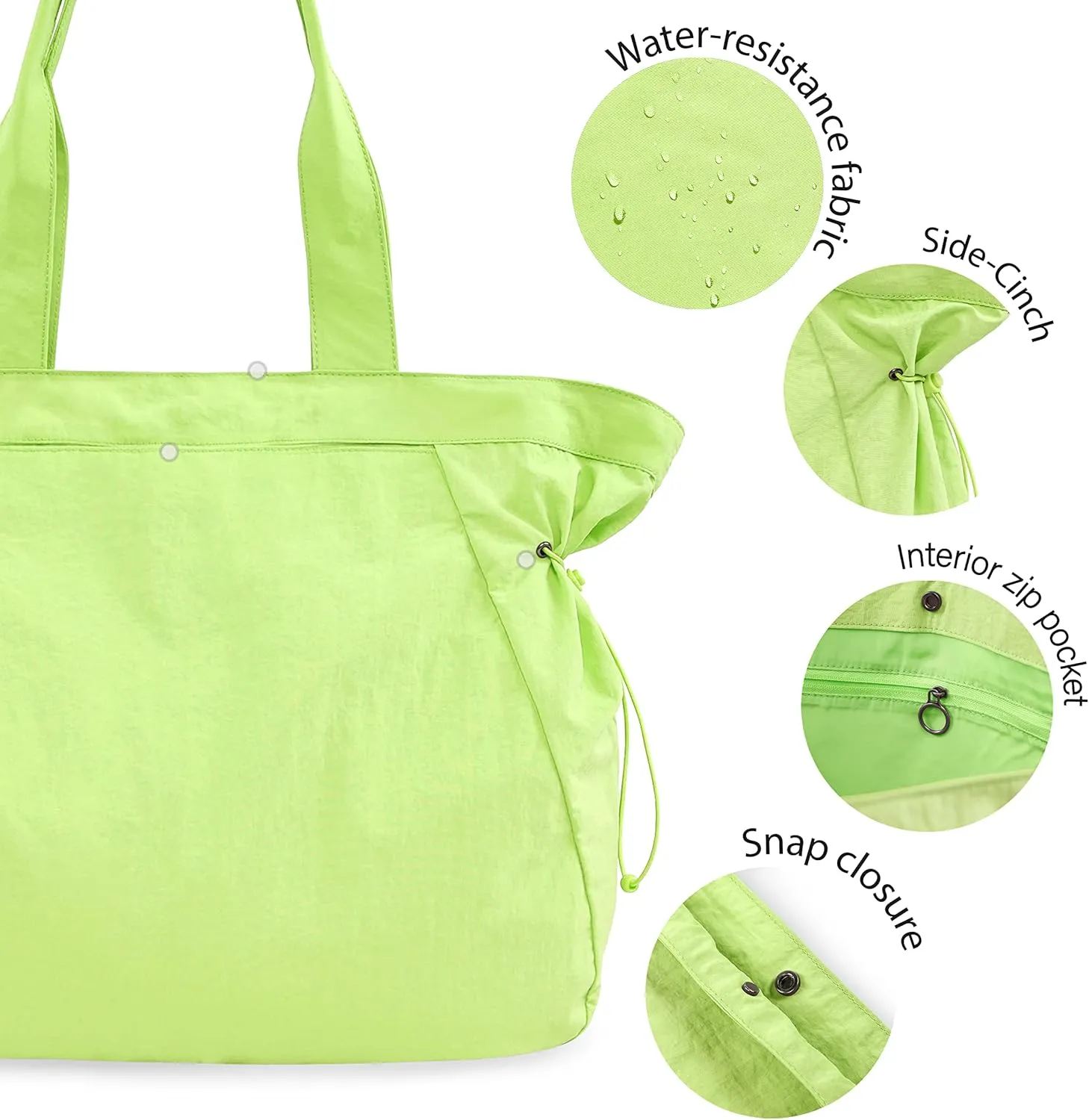 ODODOS 18L Side-Cinch Shopper Bags Lightweight Shoulder Bag Tote Handbag for Shopping Workout Beach Travel