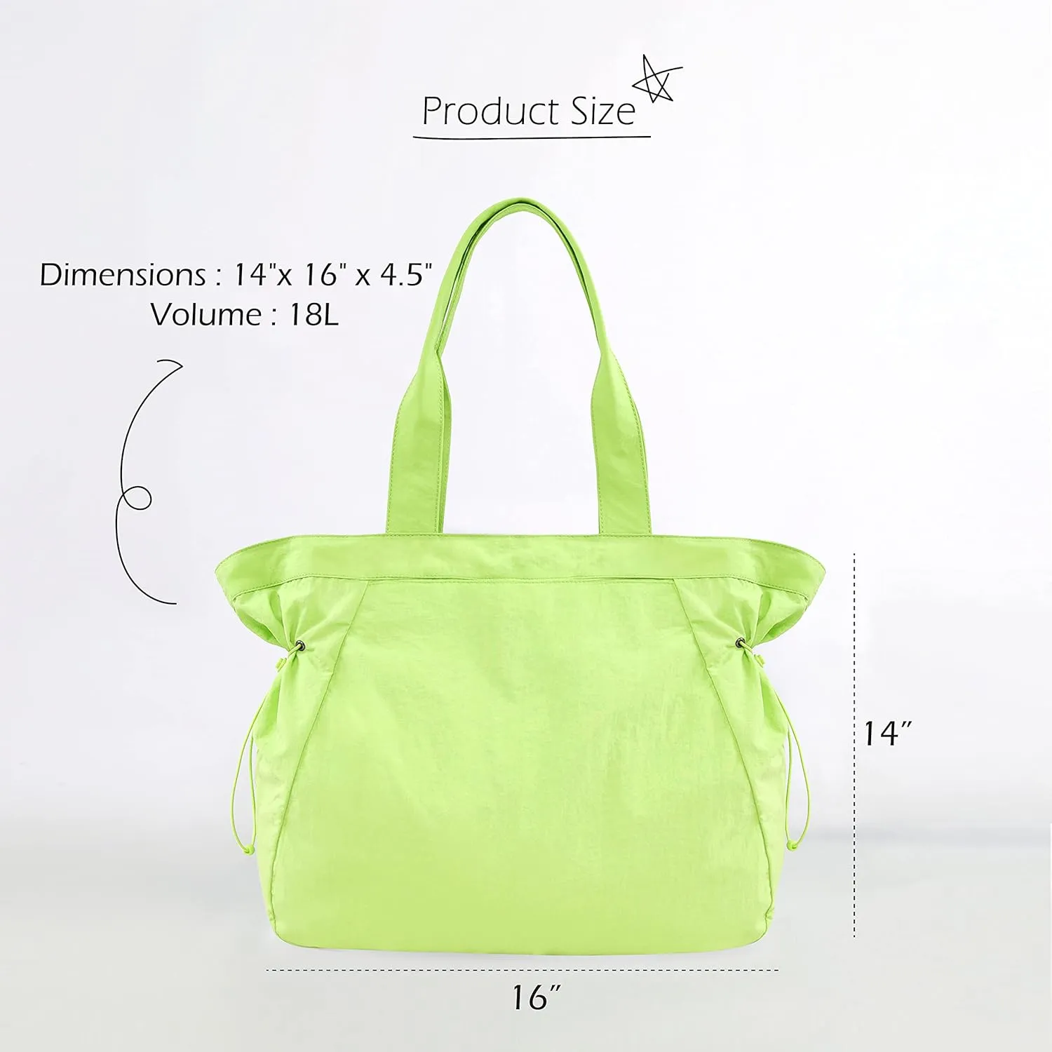 ODODOS 18L Side-Cinch Shopper Bags Lightweight Shoulder Bag Tote Handbag for Shopping Workout Beach Travel