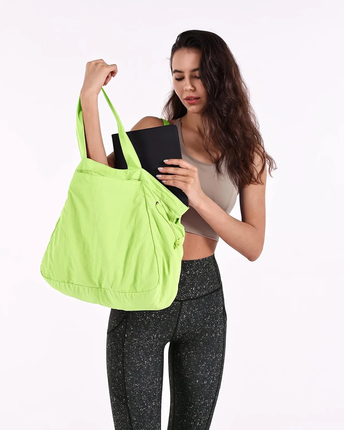 ODODOS 18L Side-Cinch Shopper Bags Lightweight Shoulder Bag Tote Handbag for Shopping Workout Beach Travel