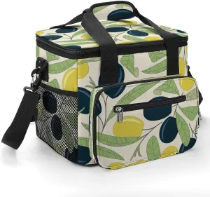 Olives Yellow Black Pattern 22.5L Insulated Camping Coolers Bag Large Leakproof Ice Chest for Beach Travel Picnic