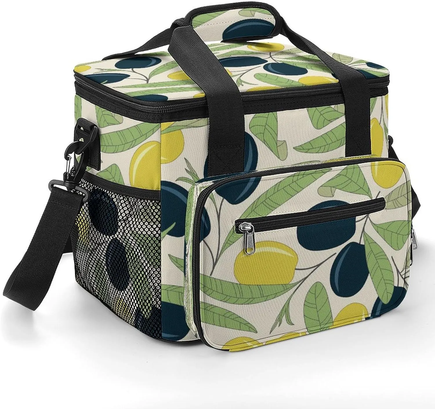Olives Yellow Black Pattern 22.5L Insulated Camping Coolers Bag Large Leakproof Ice Chest for Beach Travel Picnic