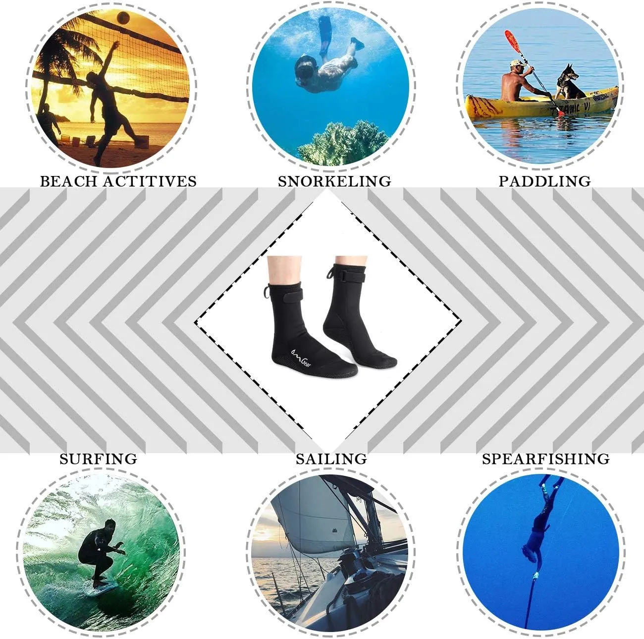 OMGear Water Socks Neoprene Socks Beach Booties 3mm 5mm Anti-Slip Wetsuit Footwear Fin Swim Sand Proof Socks