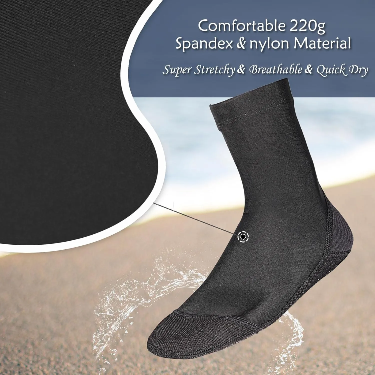 OMGear Water Socks Sand Proof Booties Quick Dry Swim Dive Socks for Sand Soccer Beach Volleyball