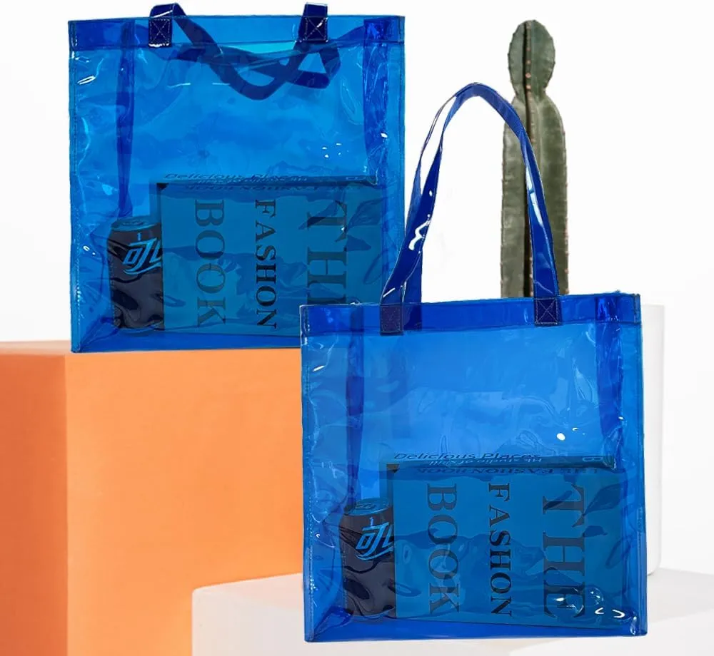 ONEART 2 Pcs Clear Tote Bags, Waterproof Shoulder Bag, Clear Tote Bag, Unisex Handbag Stadium Approved