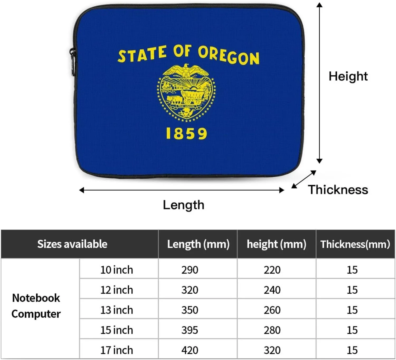 Oregon State Flag Laptop Inner Bag Laptop Sleeve Case Briefcase Carrying Laptop Cover