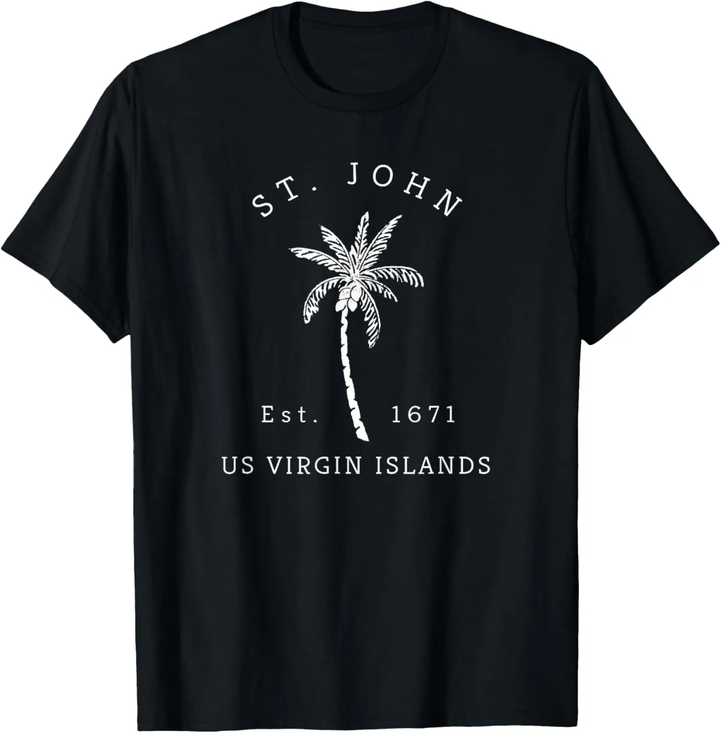 Original St. John Virgin Islands Palm Tree Novelty Art T-Shirt