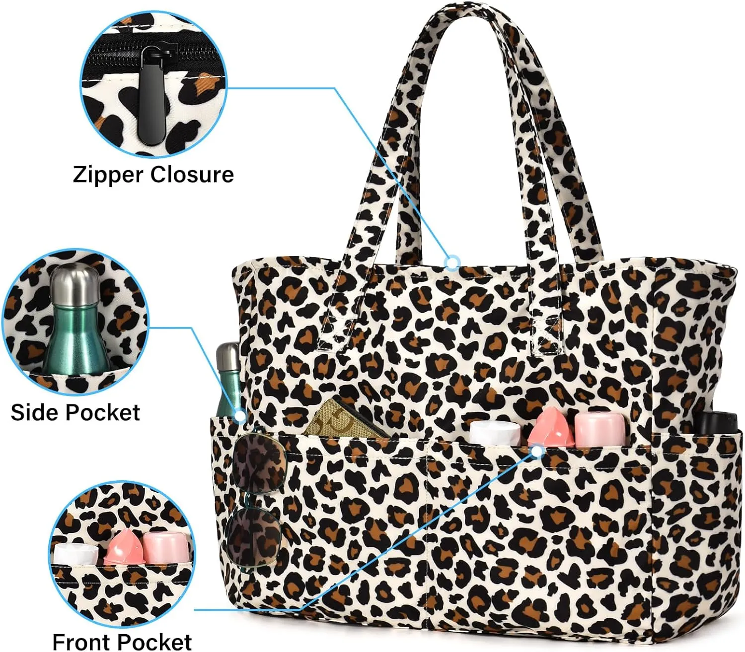 oscaurt Beach Bags for Women Large Waterproof Sandproof Beach Tote Swim Pool Bag with Zipper for Travel Vacation Essentials