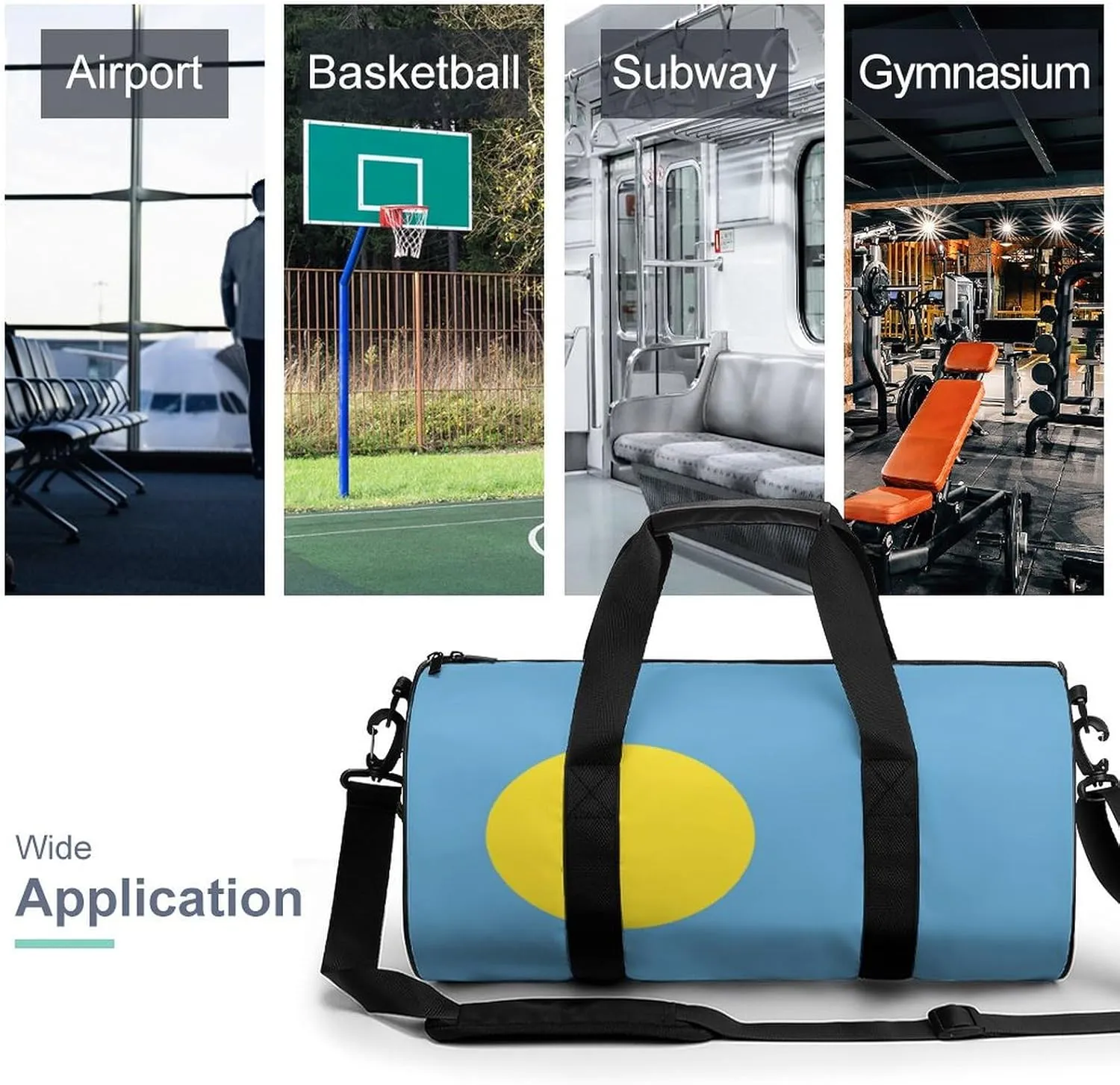 Palau Flag Waterproof Sports Duffel Bag with Dry Wet Separation for Gym Beach Travel