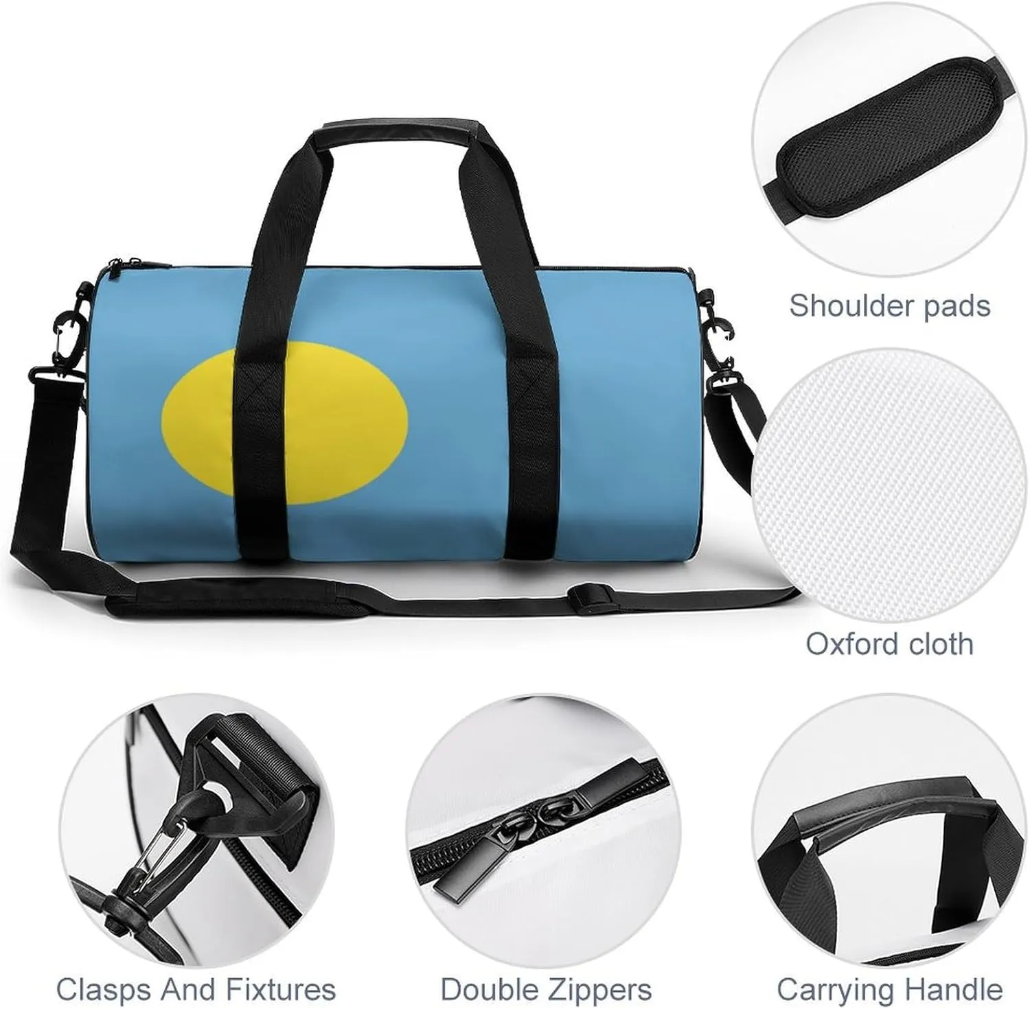 Palau Flag Waterproof Sports Duffel Bag with Dry Wet Separation for Gym Beach Travel