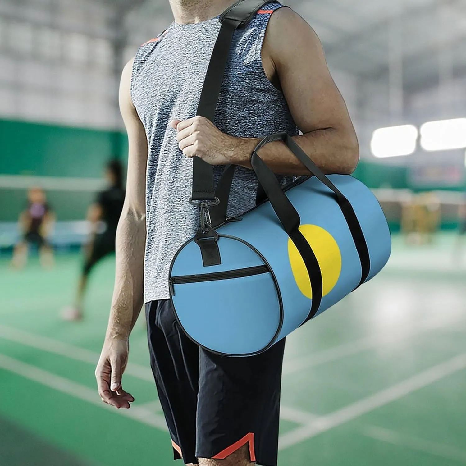 Palau Flag Waterproof Sports Duffel Bag with Dry Wet Separation for Gym Beach Travel