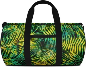 Palm Leaf Print Travel Duffel Bag Sports Gym Wear Resistant Duffle Bag with Strap and Internal Anti-theft Pocket for Women Men