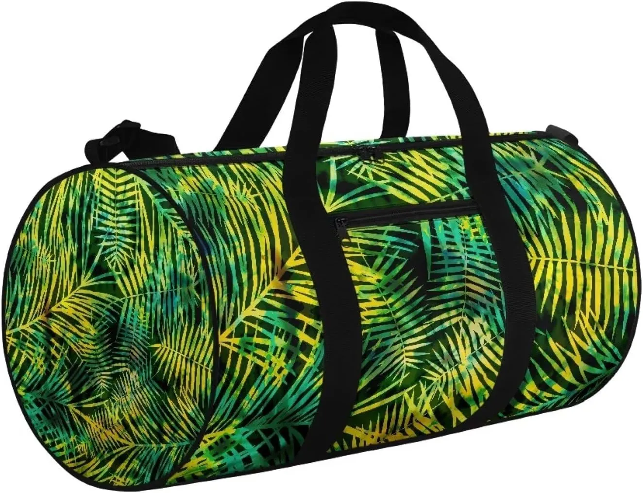 Palm Leaf Print Travel Duffel Bag Sports Gym Wear Resistant Duffle Bag with Strap and Internal Anti-theft Pocket for Women Men
