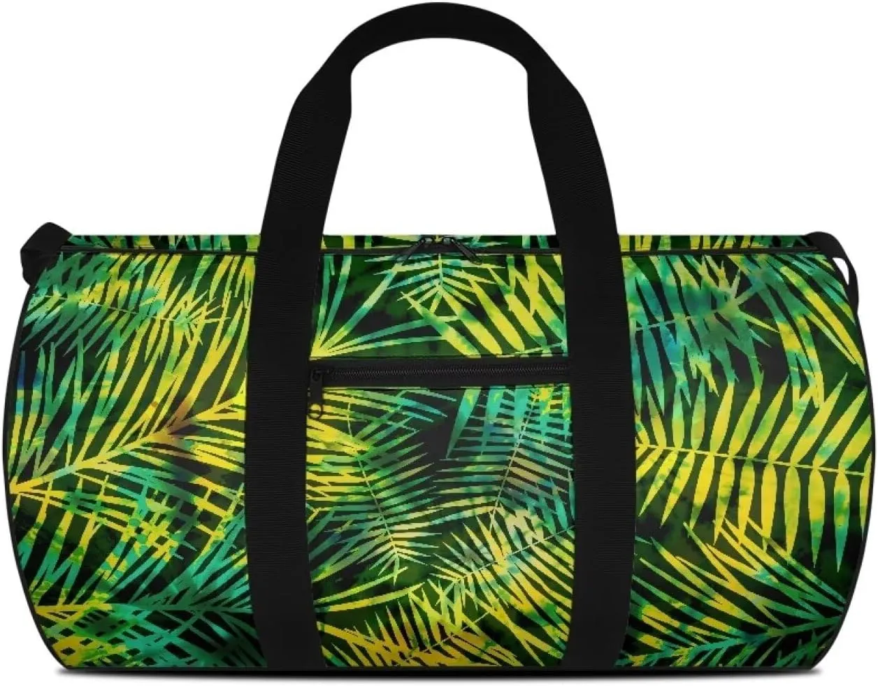 Palm Leaf Print Travel Duffel Bag Sports Gym Wear Resistant Duffle Bag with Strap and Internal Anti-theft Pocket for Women Men