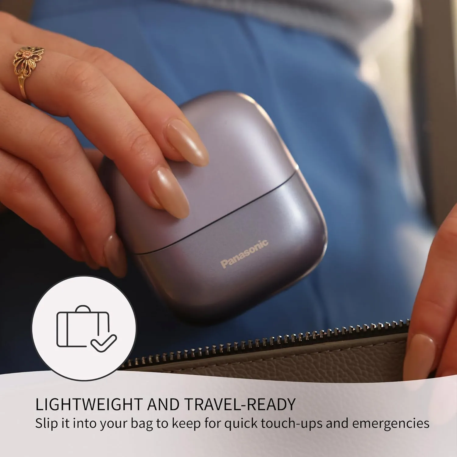 Panasonic Swipe Right Travel Shaver for Women, Portable Electric Razor with USB-C Charging, 3-Blade Cutting System for Dry or Wet Use - ES-CM3A-V