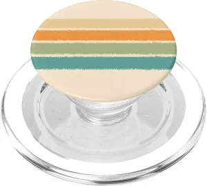 Pastel Summer Retro Stripes 70s Grunge Brush Stripe on Beige PopSockets PopGrip for MagSafe