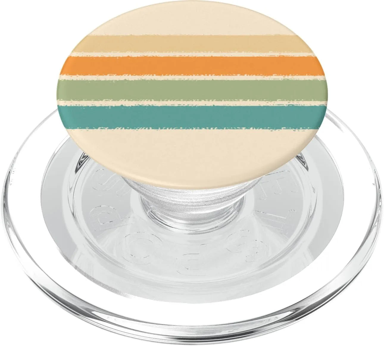 Pastel Summer Retro Stripes 70s Grunge Brush Stripe on Beige PopSockets PopGrip for MagSafe