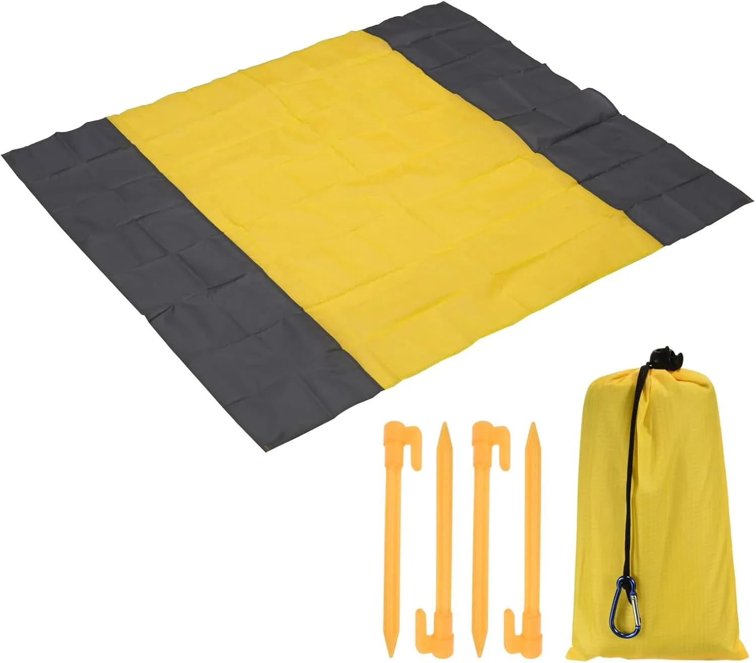 PATIKIL 59" x 57" Beach Blanket, Waterproof Picnic Mat for Travel, Hiking, Camping, Outdoor Activities, Yellow