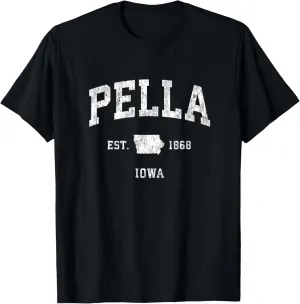 Pella Iowa IA Vintage Athletic Sports Design T-Shirt