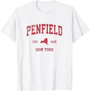 Penfield New York NY Vintage Sports Design Red Print T-Shirt