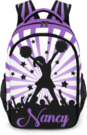 Personalized Cheerleaders Backpack Casual Bag Daypack Laptop Bag for Family Party Gift Purple Shine Stripe Purple