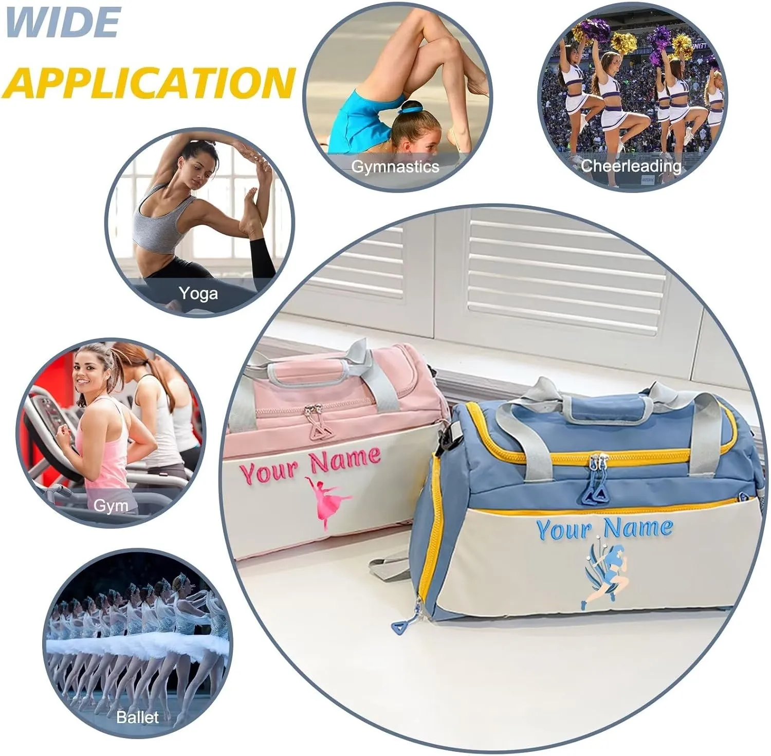 Personalized Custom Duffel Bag,Customizable Name Gym Bag,DIY Patterned Gym Bag,Color Printed with Your Name and Pattern,Adjustable Shoulder Strap Travel Bag,Gifts for men and women