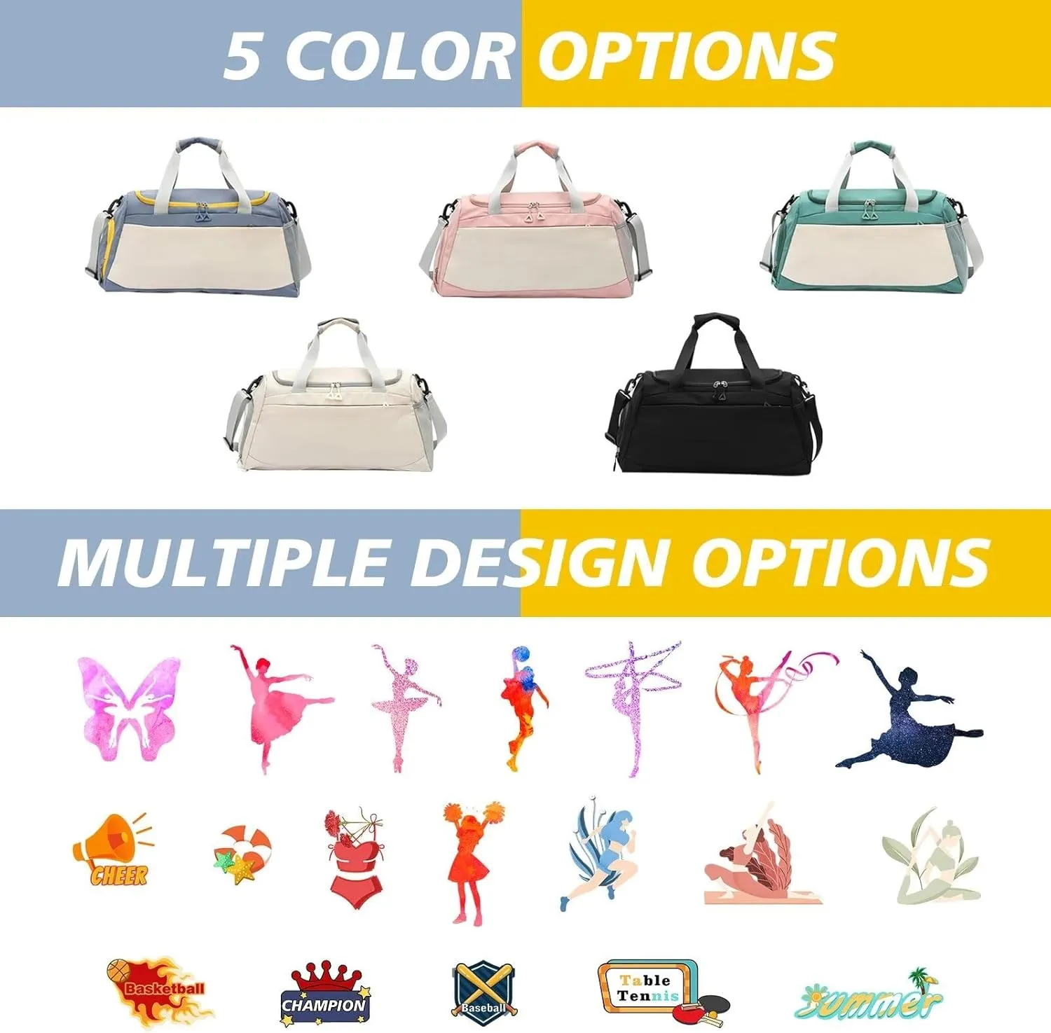 Personalized Custom Duffel Bag,Customizable Name Gym Bag,DIY Patterned Gym Bag,Color Printed with Your Name and Pattern,Adjustable Shoulder Strap Travel Bag,Gifts for men and women
