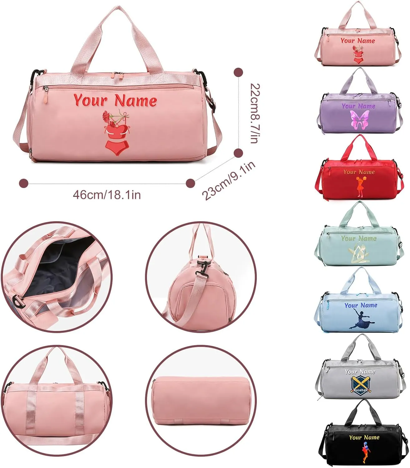 Personalized Duffel Bag with Name, Custom Sports Gym Bag for Men Women, Gift for Fitness/Travel Enthusiasts - Adjustable Shoulder Strap - with Dry Wet Pocket & Shoes Compartment - Mint Green